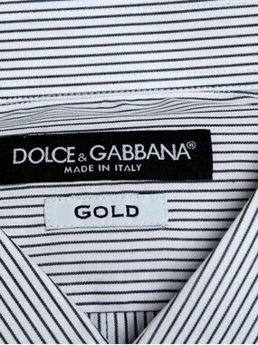 Men's White and Black Pinstripe Dress Shirt by Dolce&Gabbana